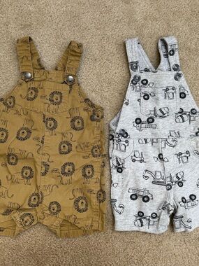 2 pairs of Carter's Baby Overalls with Lion Print & truck print